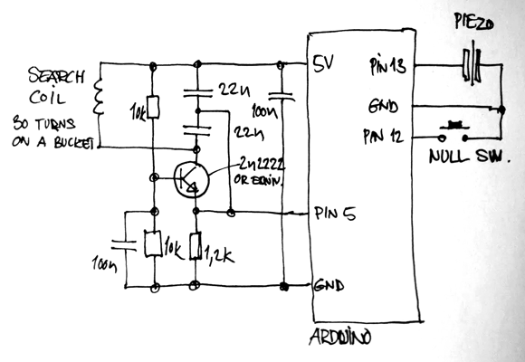 Схема металлоискателя на Arduino