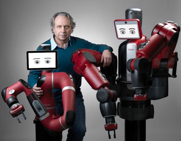 Rodney Brooks с роботами Sawyer и Baxter